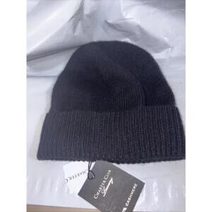 Charter Club women's 100% Cashmere Black Cuffed Beanie - one size -retail $79.50